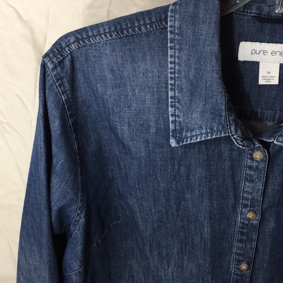 Pure Energy Plus Size Denim Button Front Shirt - Picture 5 of 9